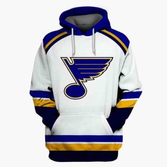 Men St.Louis Blues White All Stitched Hooded Sweatshirt